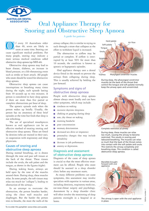 Oral Appliance Therapy for Snoring and Obstructive Sleep Apnoea