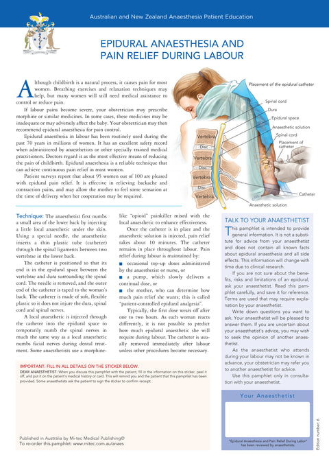 Epidural Anaesthesia and Pain Relief During Labour