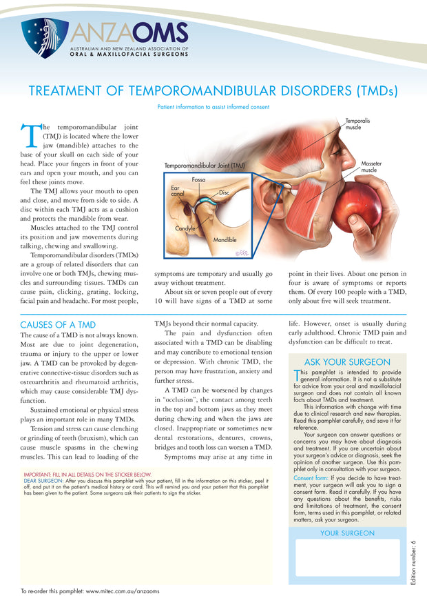 Treatment of Temporomandibular Disorders (formerly titled TMJ Disorders)