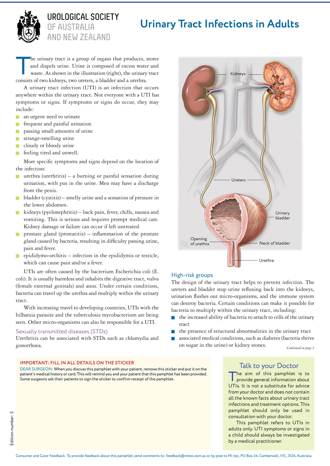 USANZ Patient Education Pamphlets for Urologists | Mi-tec Medical ...